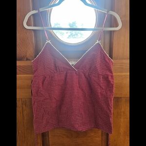 Brandy Melville Red Plaid Tank Top